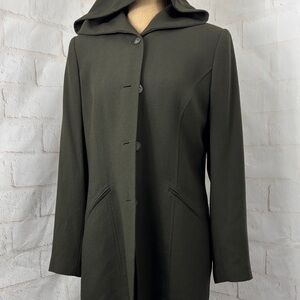 ⬇️ Kasper Women’s Hooded Long Coat in Olive Green